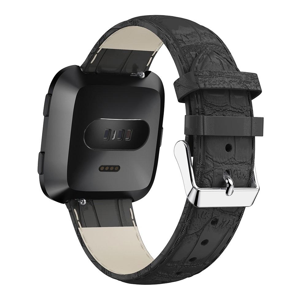 Coccodrillo Cinturino in pelle Fitbit Versa/Versa 2 Nero