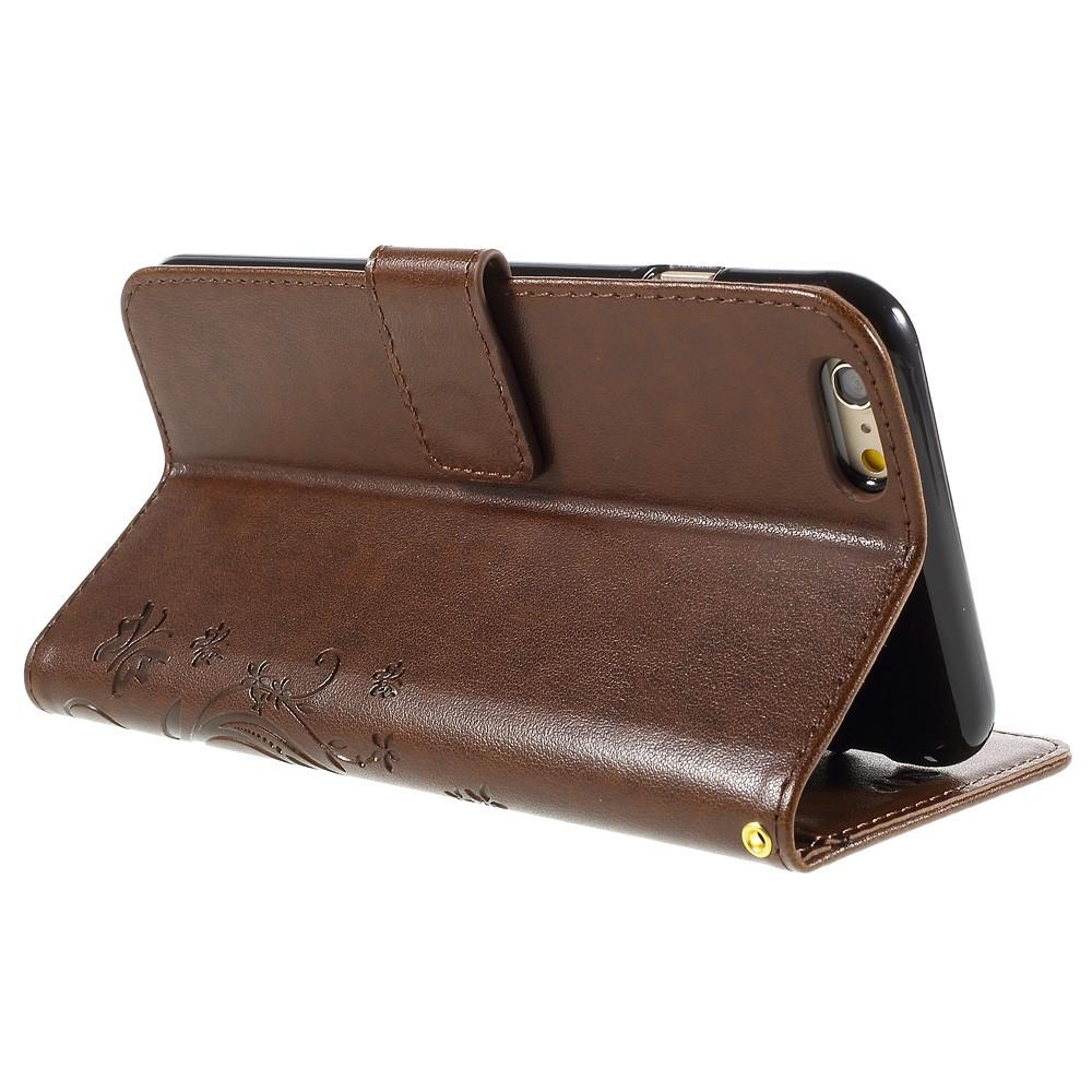 Custodia in pelle a farfalle per iPhone 6/6S, Marrone