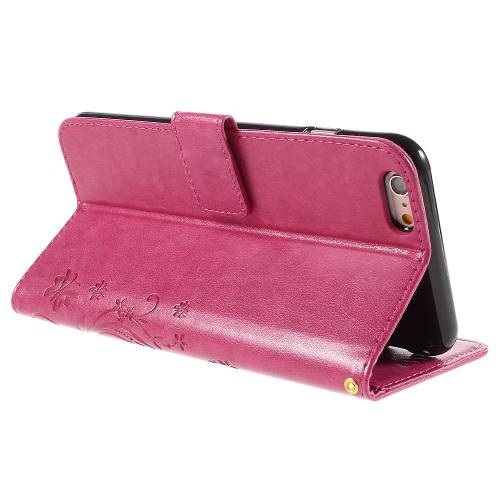 Custodia in pelle a farfalle per iPhone 6/6S, rosa