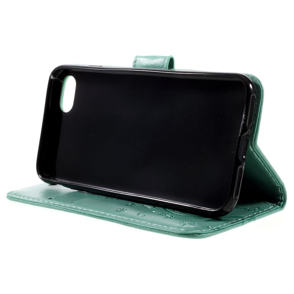 Custodia in pelle a farfalle per iPhone SE/5S/5, verde