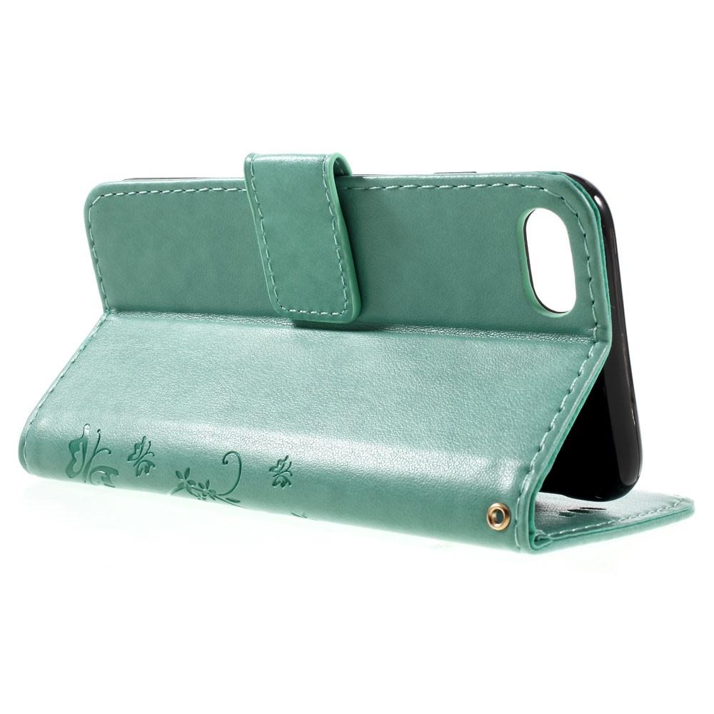 Custodia in pelle a farfalle per iPhone SE/5S/5, verde