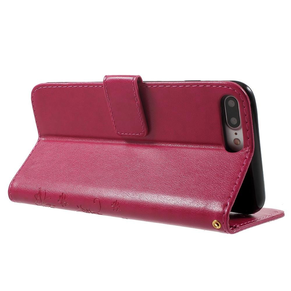 Custodia in pelle a farfalle per iPhone 7 Plus/8 Plus, rosa