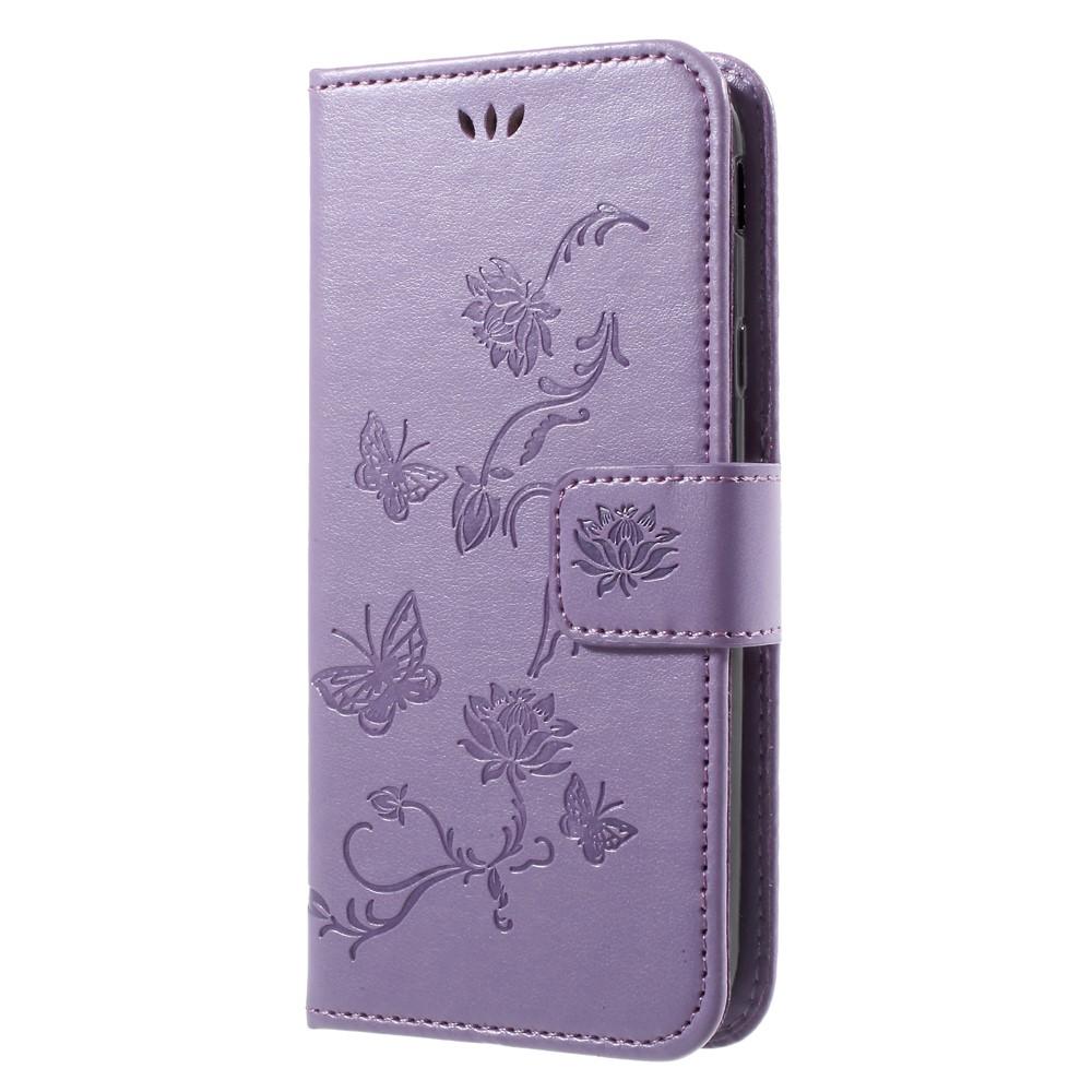 Custodia in pelle a farfalle per Samsung Galaxy J3 2017, viola