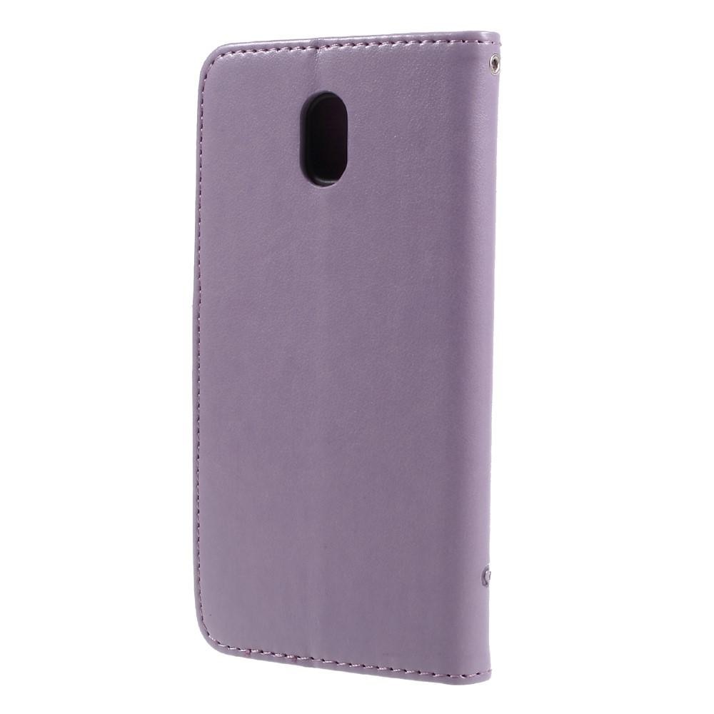 Custodia in pelle a farfalle per Samsung Galaxy J5 2017, Viola