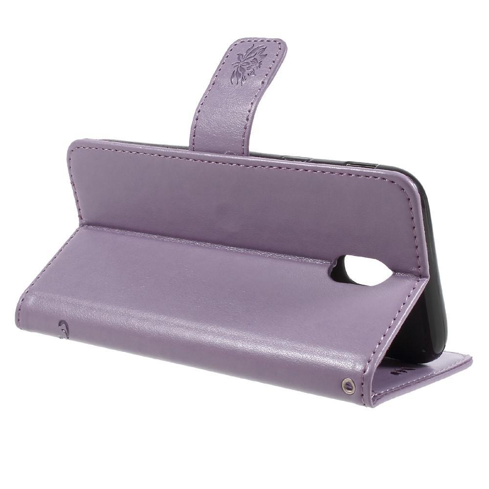 Custodia in pelle a farfalle per Samsung Galaxy J5 2017, Viola