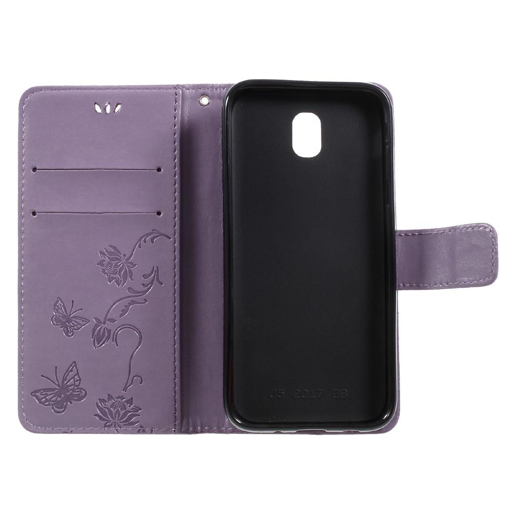 Custodia in pelle a farfalle per Samsung Galaxy J5 2017, Viola