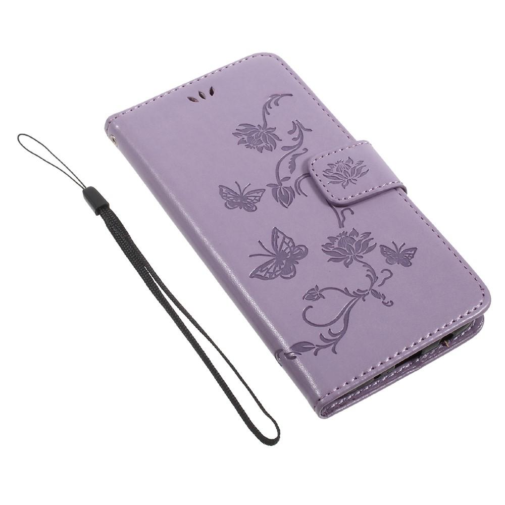 Custodia in pelle a farfalle per Samsung Galaxy J5 2017, Viola