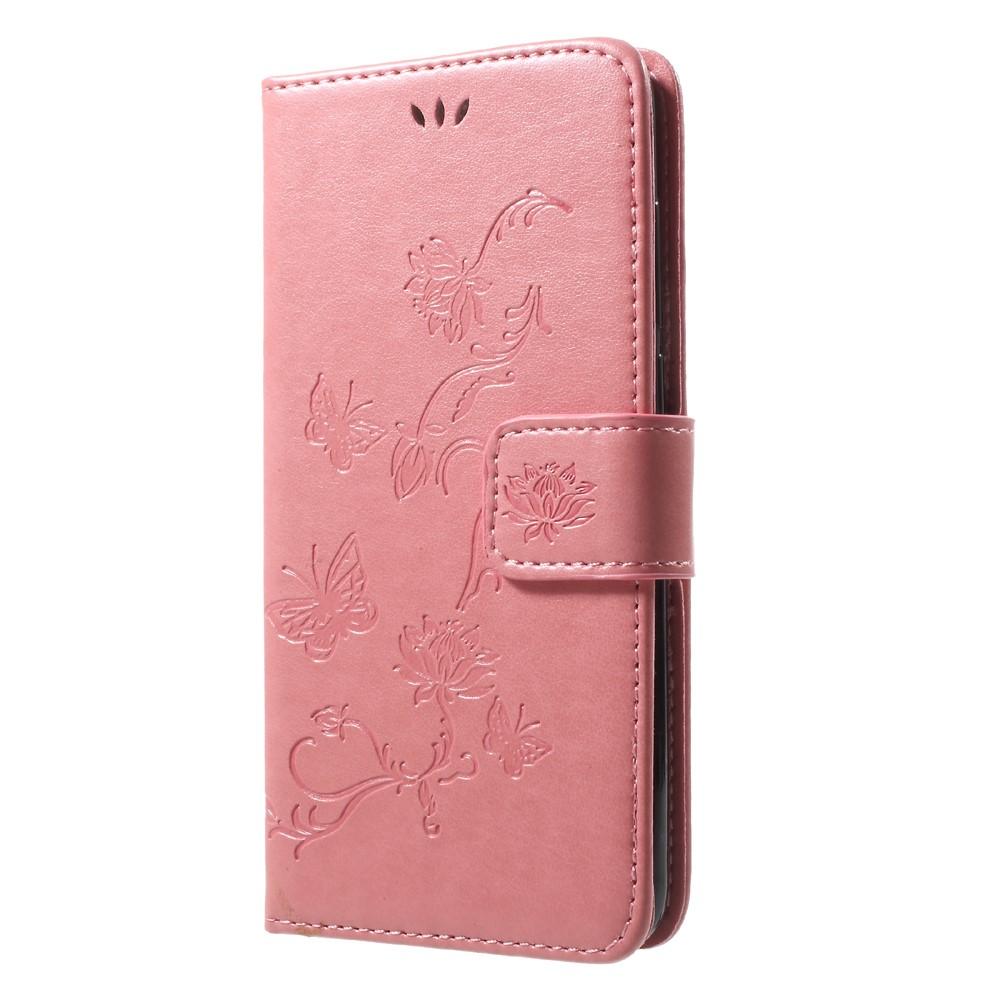Custodia in pelle a farfalle per Huawei Honor 9, rosa