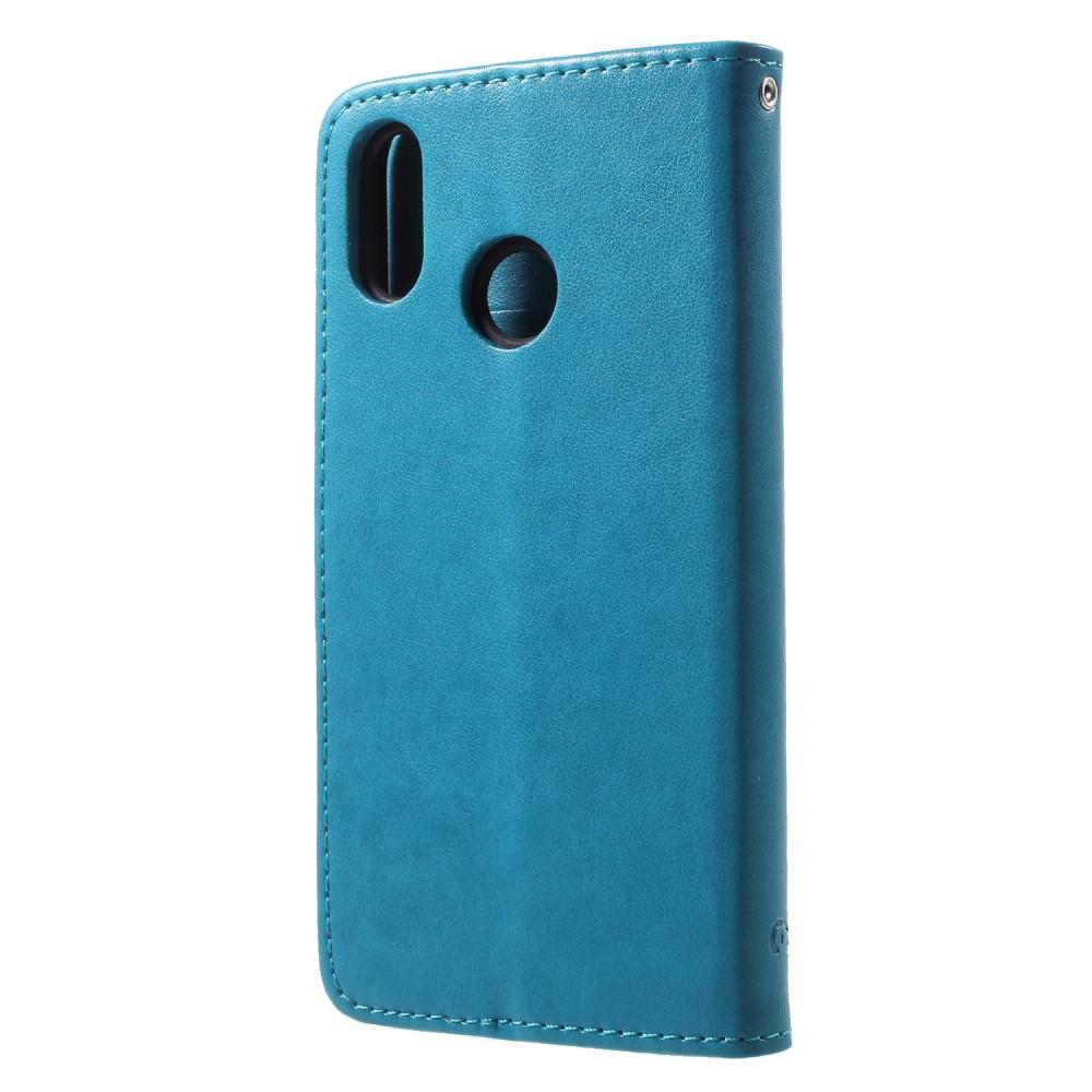 Custodia in pelle a farfalle per Huawei P20 Lite, blu