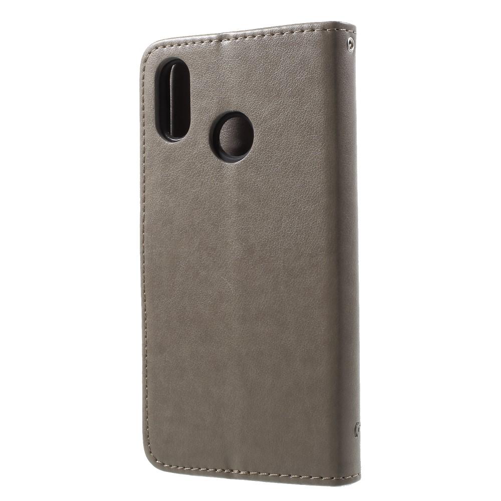 Custodia in pelle a farfalle per Huawei P20 Lite, Grigio