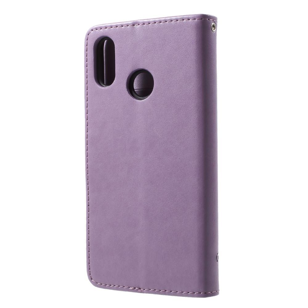 Custodia in pelle a farfalle per Huawei P20 Lite, viola