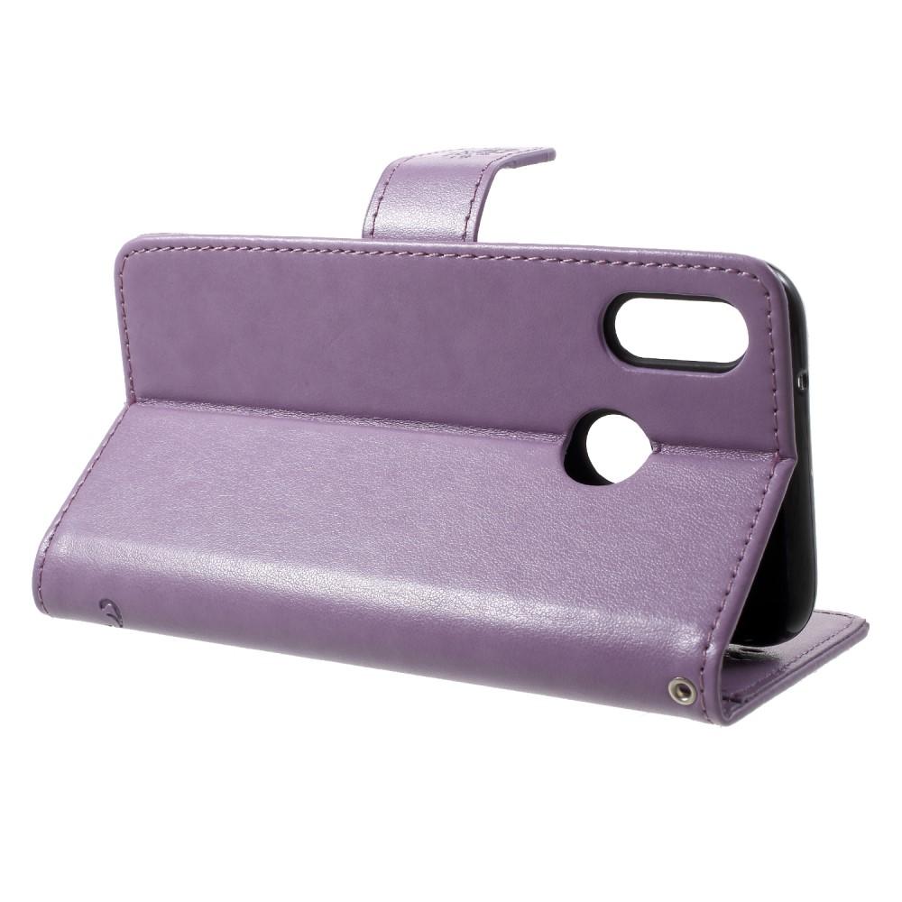 Custodia in pelle a farfalle per Huawei P20 Lite, Viola