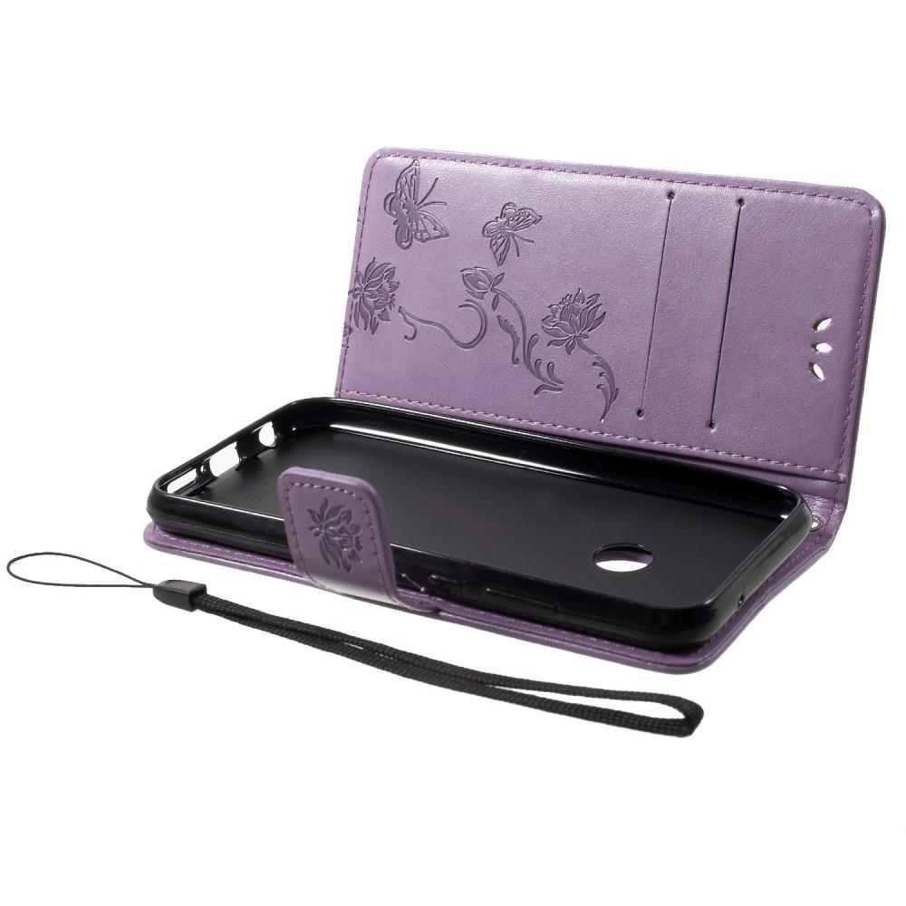 Custodia in pelle a farfalle per Huawei P20 Lite, Viola