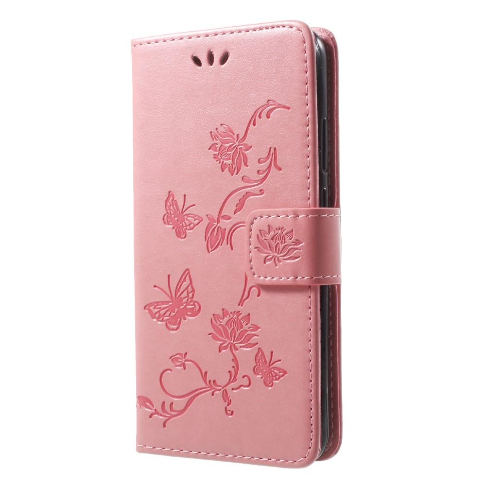 Custodia in pelle a farfalle per Huawei P20 Lite, Rosa