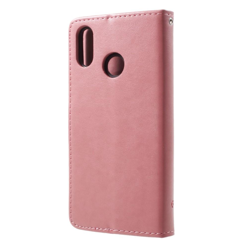 Custodia in pelle a farfalle per Huawei P20 Lite, Rosa