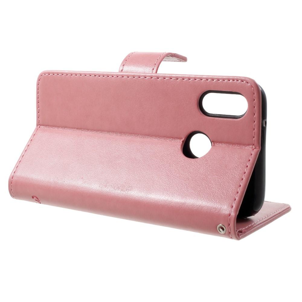 Custodia in pelle a farfalle per Huawei P20 Lite, Rosa