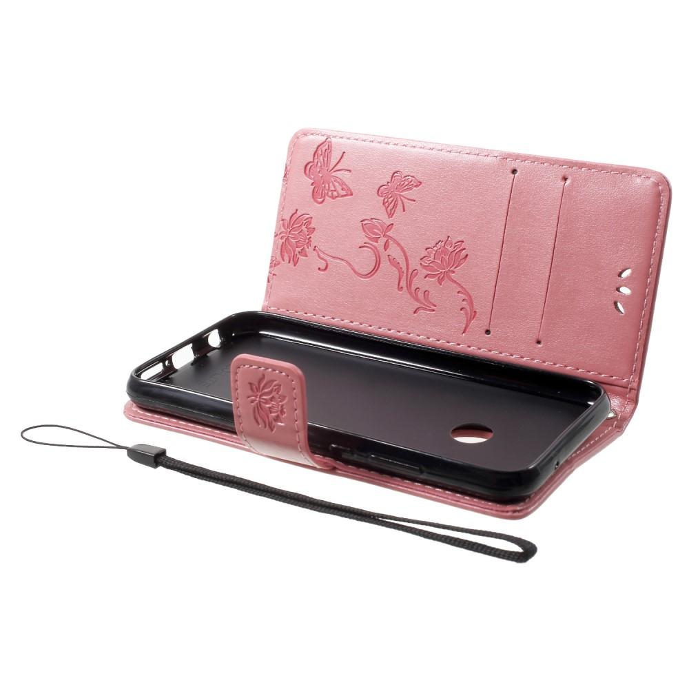 Custodia in pelle a farfalle per Huawei P20 Lite, Rosa