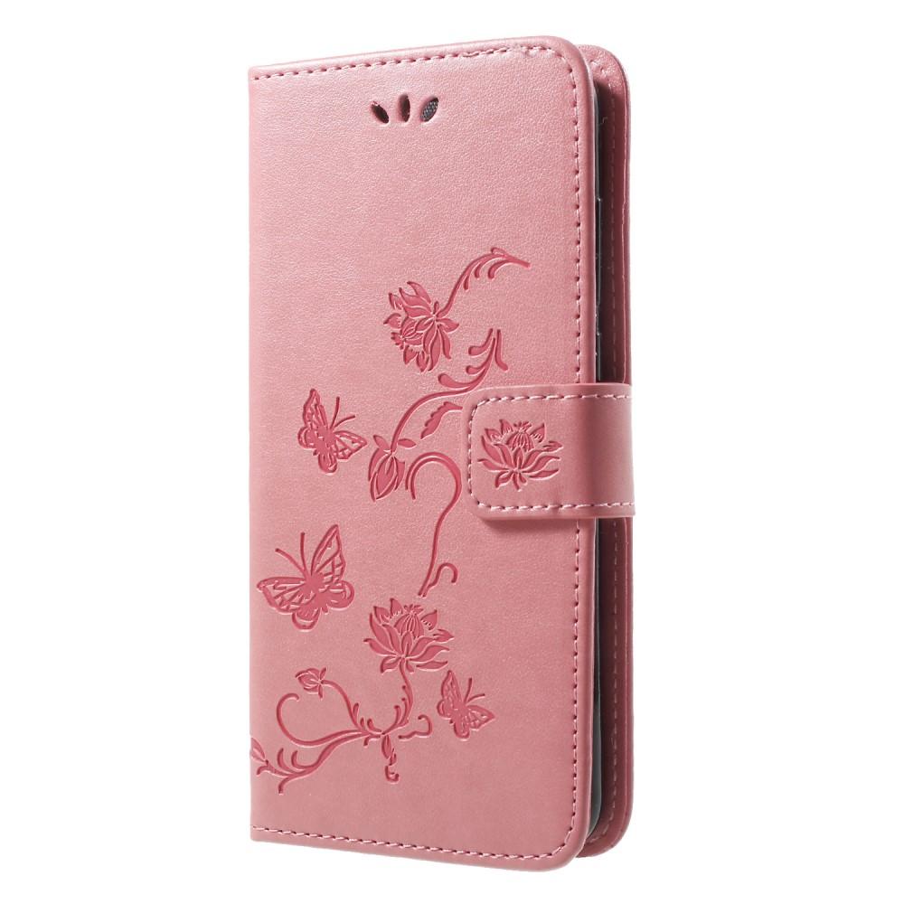 Custodia in pelle a farfalle per Huawei P20 Pro, rosa
