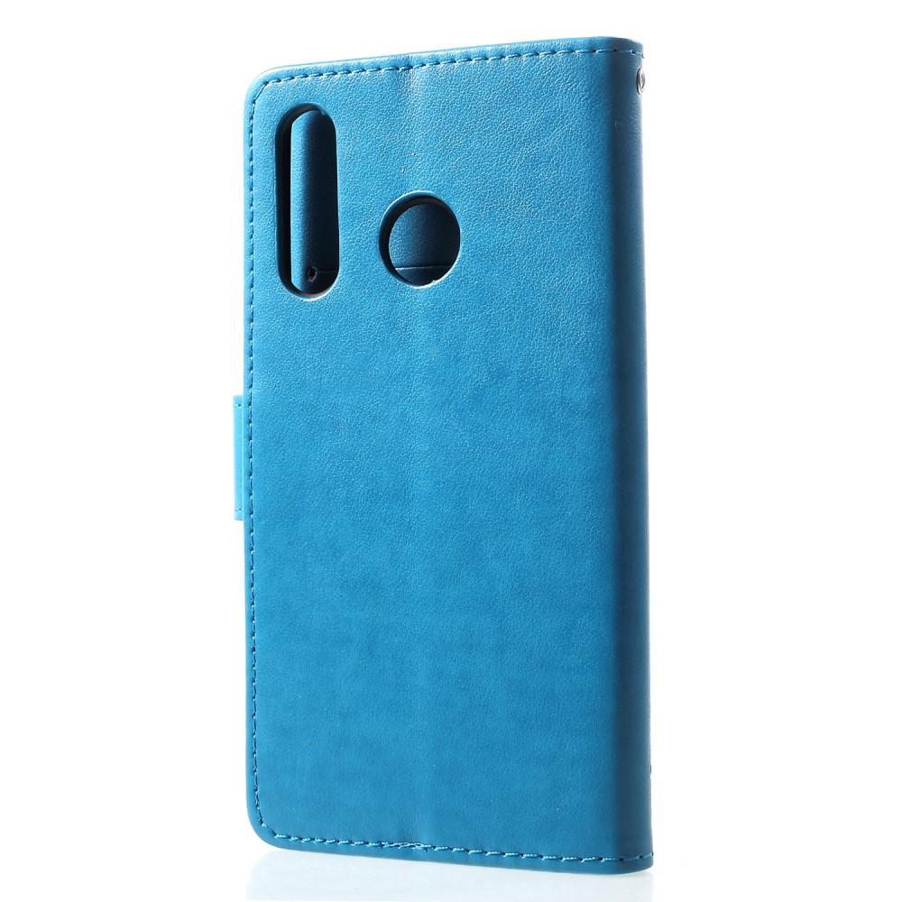 Custodia in pelle a farfalle per Huawei P30 Lite, blu