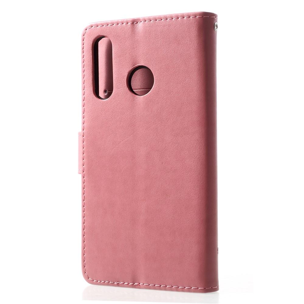 Custodia in pelle a farfalle per Huawei P30 Lite, rosa