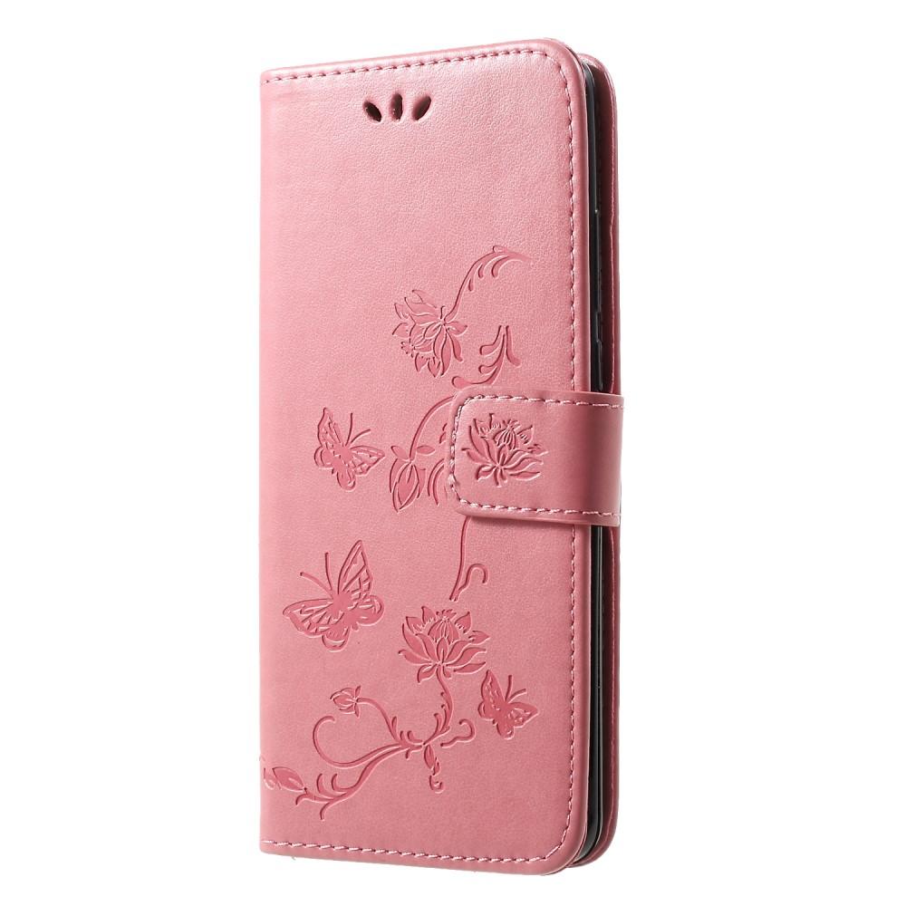 Custodia in pelle a farfalle per Huawei P30 Pro, rosa