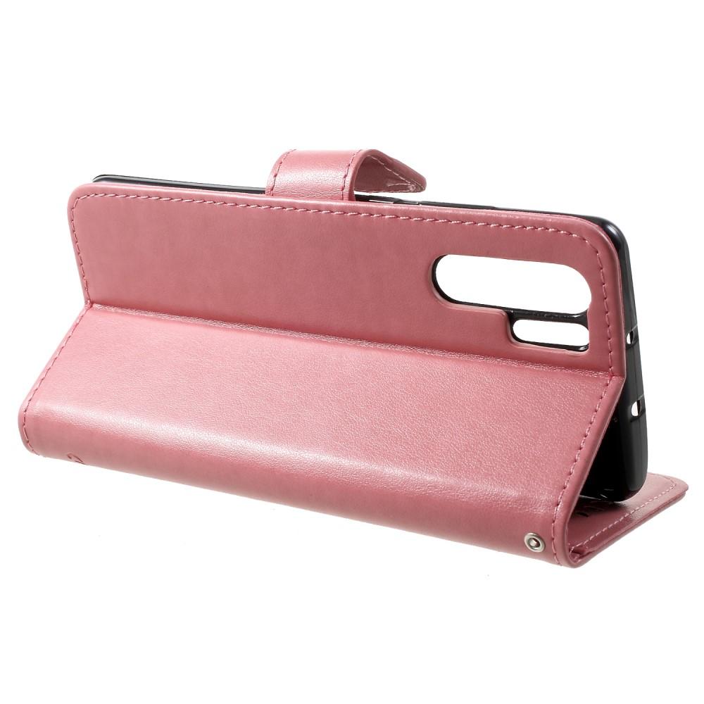 Custodia in pelle a farfalle per Huawei P30 Pro, Rosa