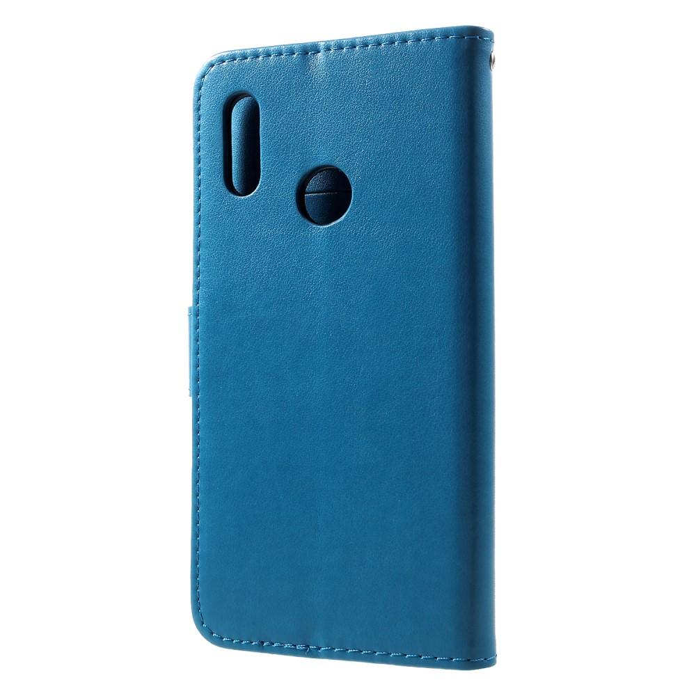 Custodia in pelle a farfalle per Huawei P Smart 2019, blu