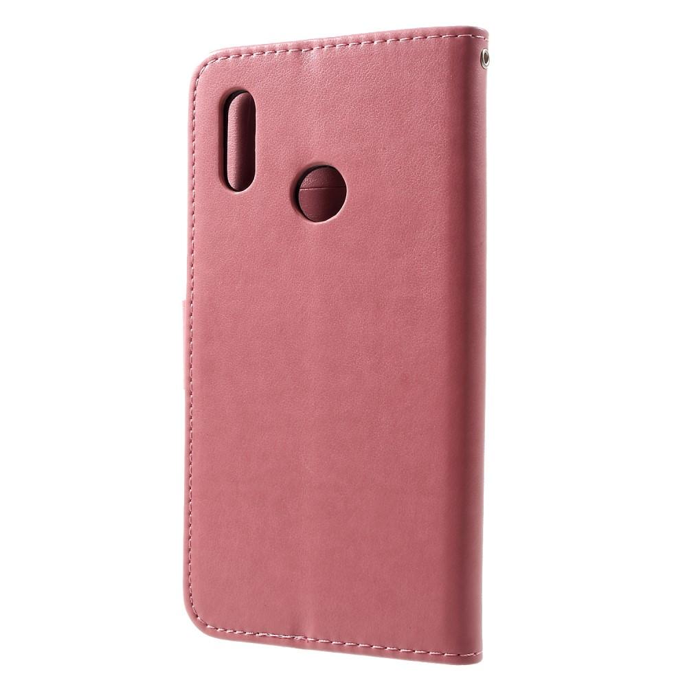 Custodia in pelle a farfalle per Huawei P Smart 2019, rosa