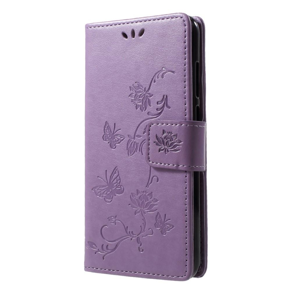 Custodia in pelle a farfalle per Huawei Y6 2018, Viola