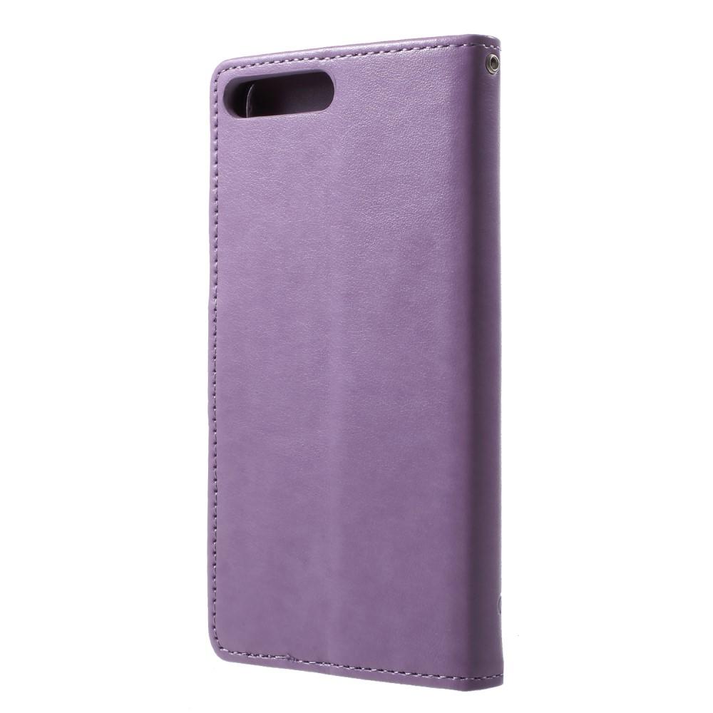 Custodia in pelle a farfalle per Huawei Y6 2018, Viola