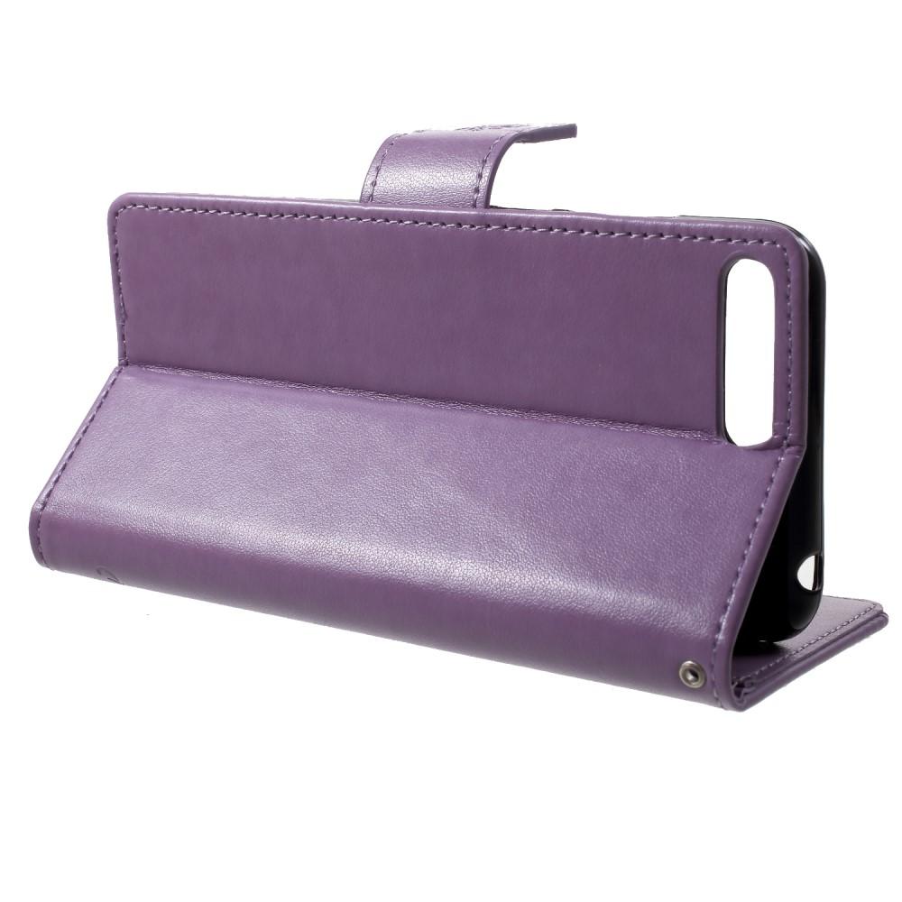 Custodia in pelle a farfalle per Huawei Y6 2018, Viola