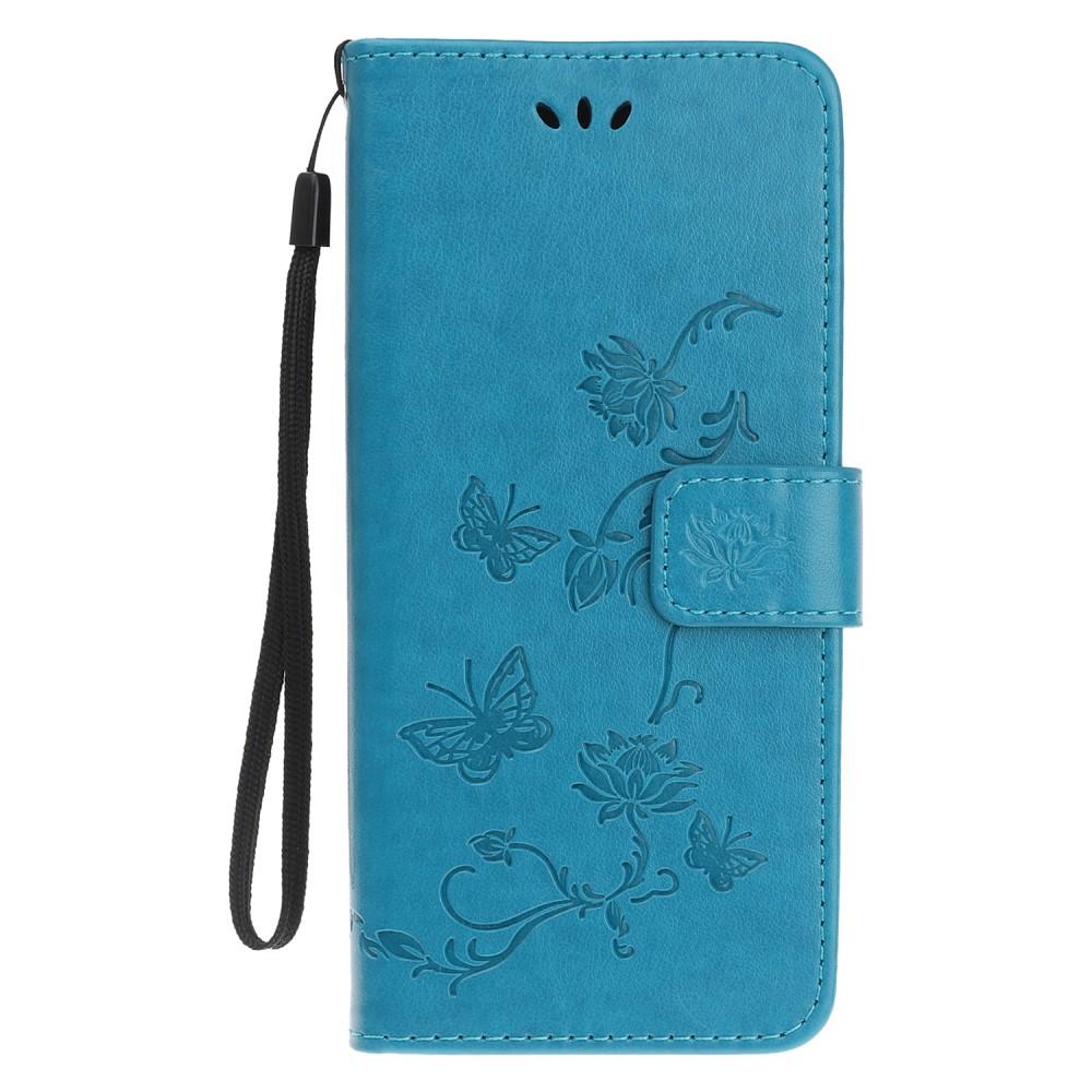 Custodia in pelle a farfalle per iPhone 11, blu