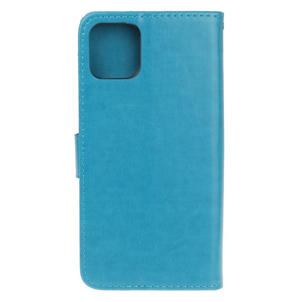 Custodia in pelle a farfalle per iPhone 11, blu