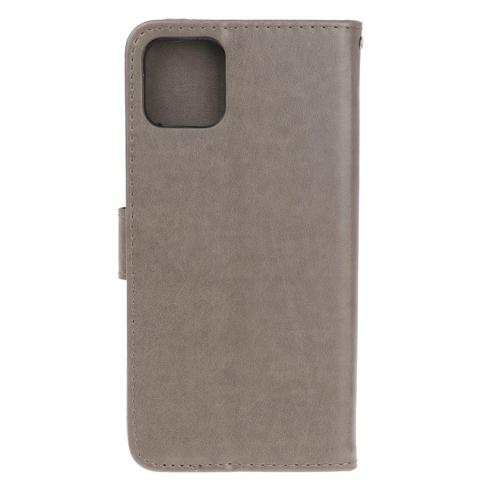 Custodia in pelle a farfalle per iPhone 11, grigio