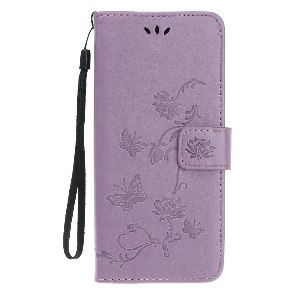 Custodia in pelle a farfalle per iPhone 11, Viola