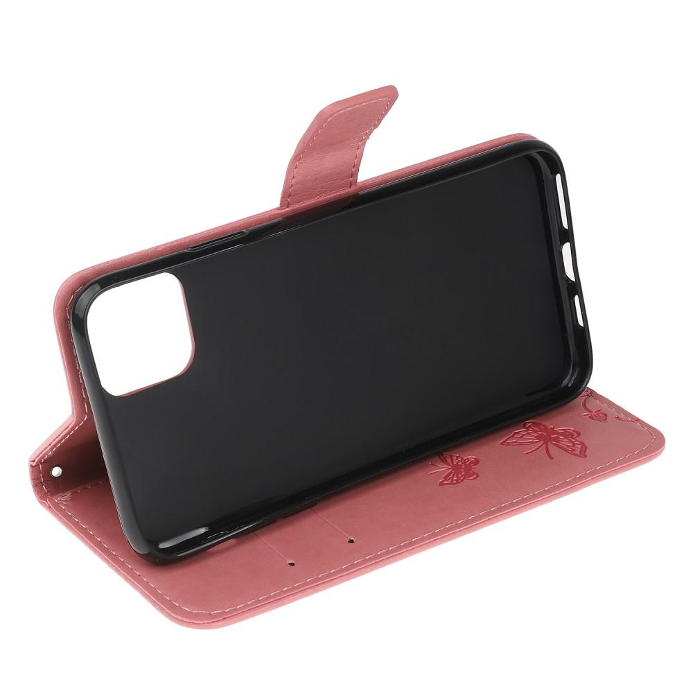 Custodia in pelle a farfalle per Apple iPhone 11 Pro, Rosa