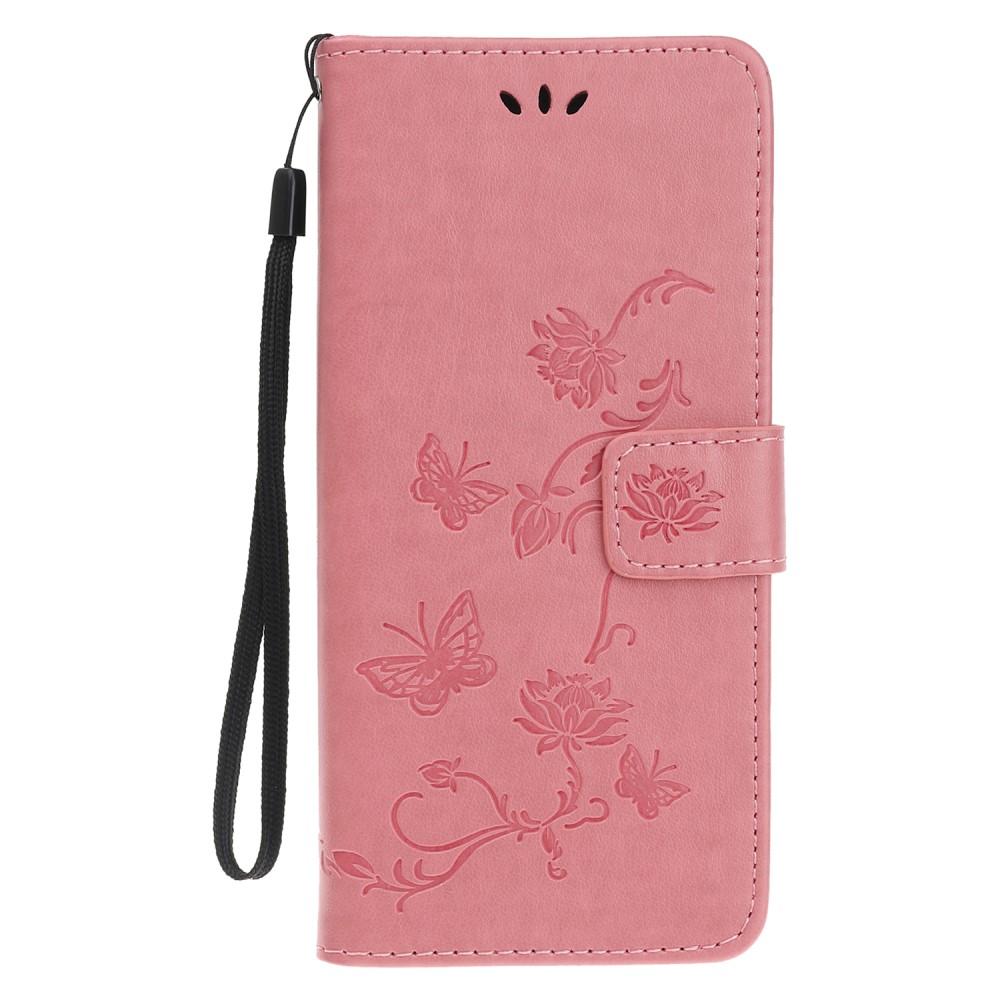 Custodia in pelle a farfalle per iPhone 11 Pro, rosa