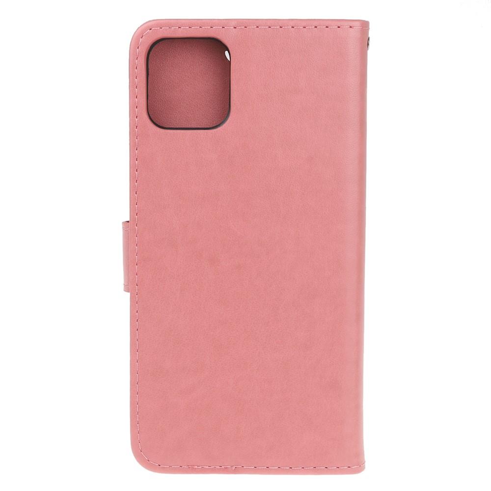 Custodia in pelle a farfalle per iPhone 11 Pro, rosa