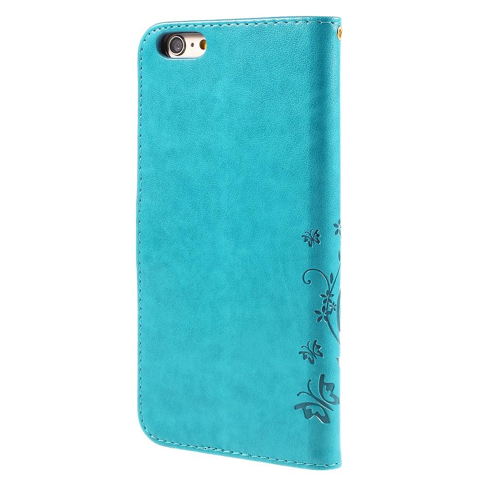 Custodia in pelle a farfalle per iPhone 6 Plus/6S Plus, blu