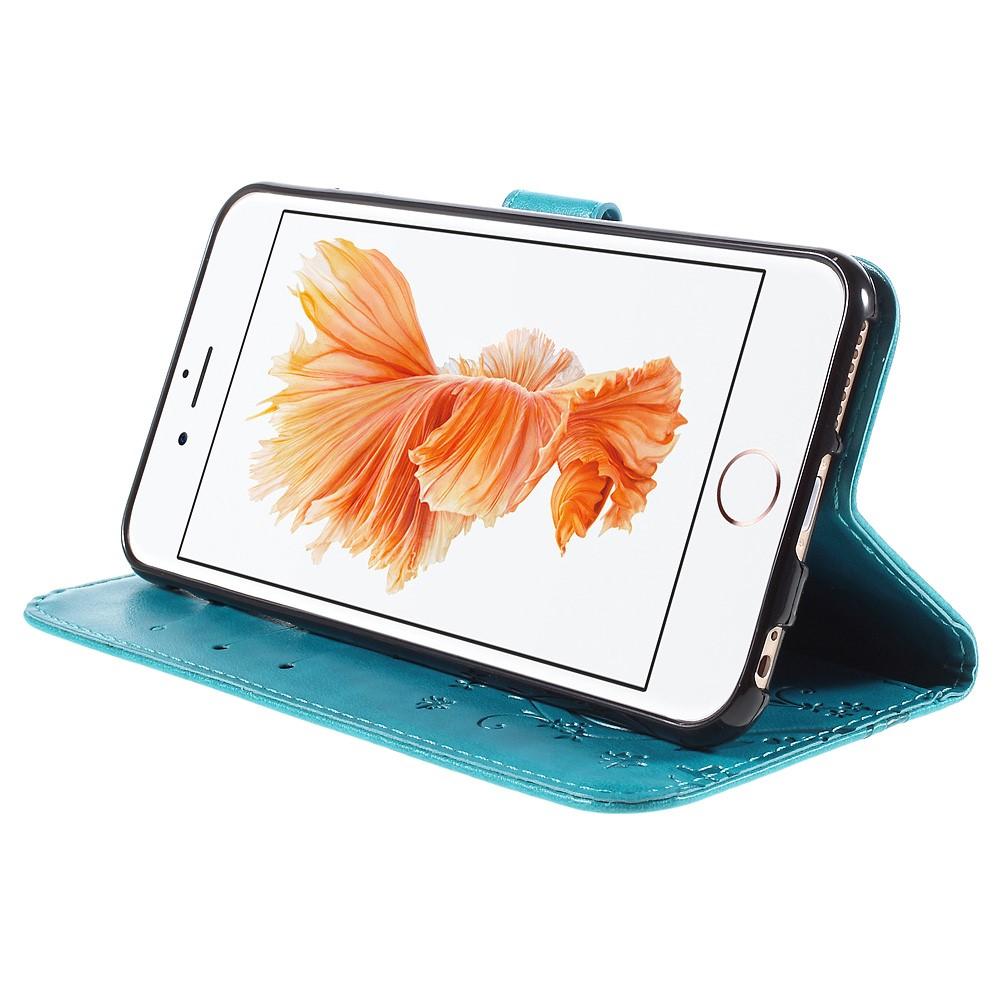 Custodia in pelle a farfalle per iPhone 6 Plus/6S Plus, Blu