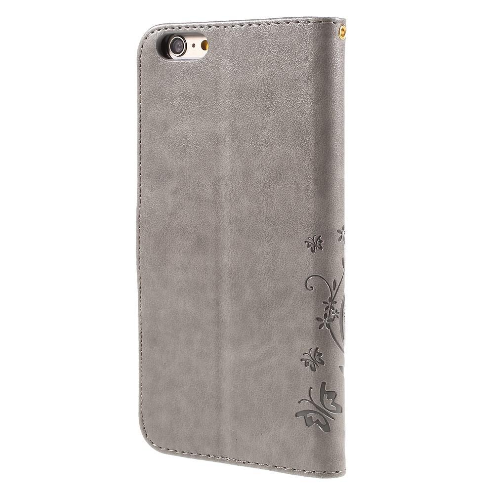 Custodia in pelle a farfalle per iPhone 6 Plus/6S Plus, grigio