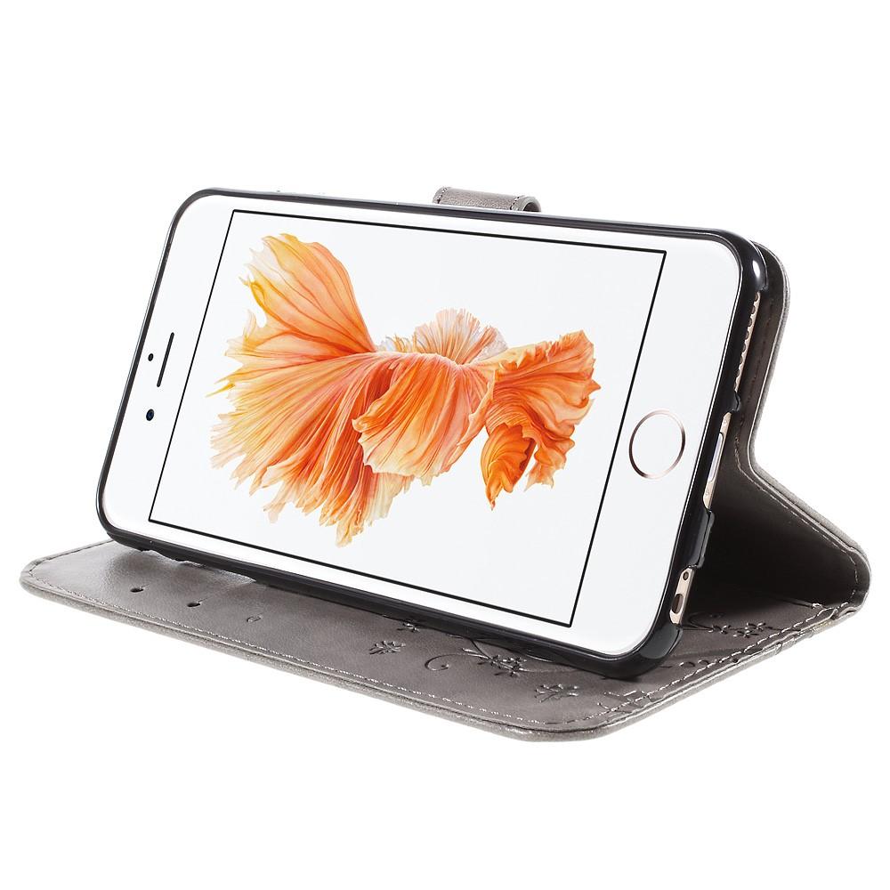 Custodia in pelle a farfalle per Apple iPhone 6 Plus/6S Plus, Grigio