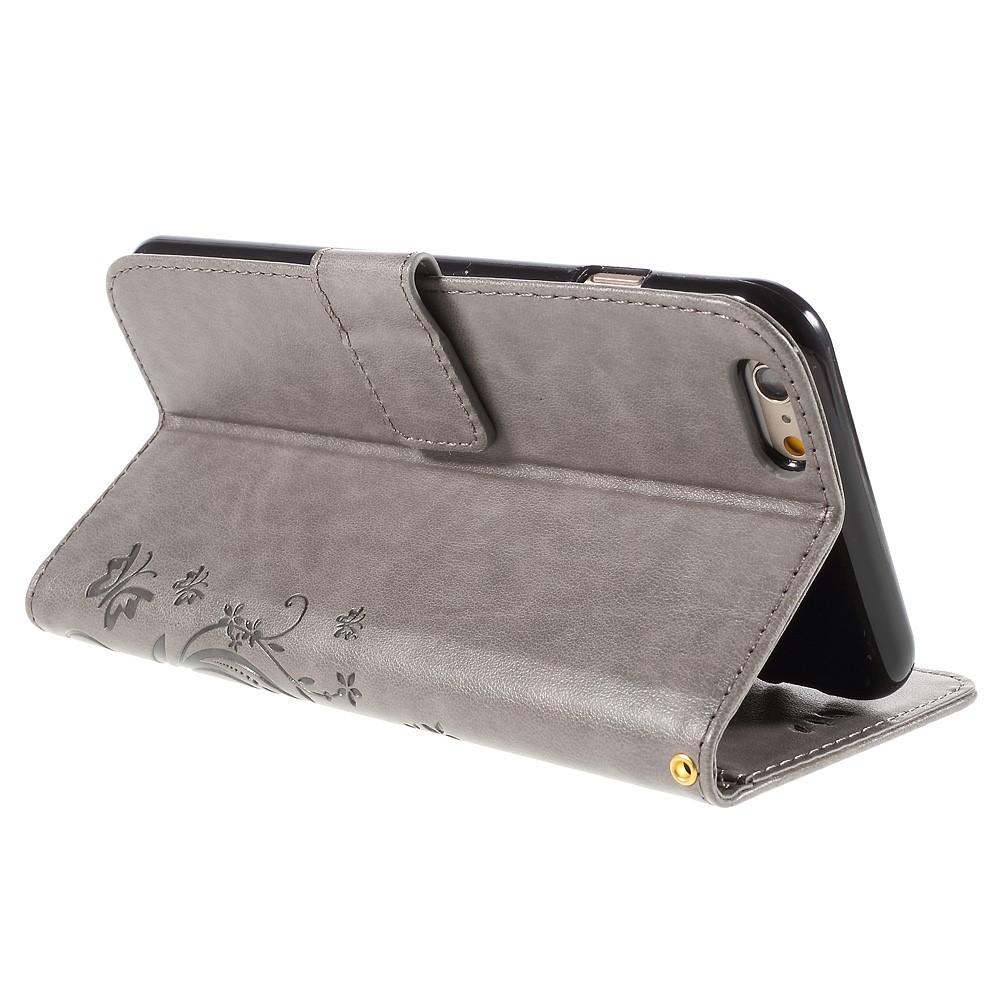 Custodia in pelle a farfalle per Apple iPhone 6 Plus/6S Plus, Grigio