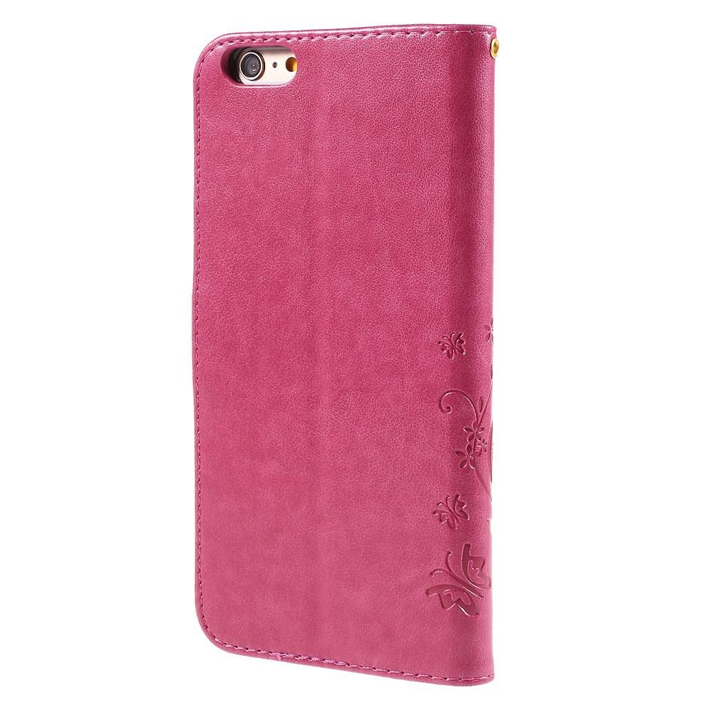 Custodia in pelle a farfalle per iPhone 6 Plus/6S Plus, rosa