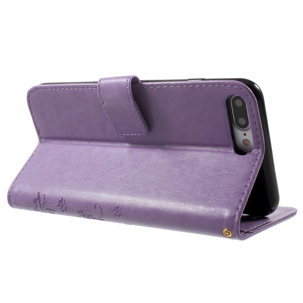 Custodia in pelle a farfalle per iPhone 7 Plus/8 Plus, viola