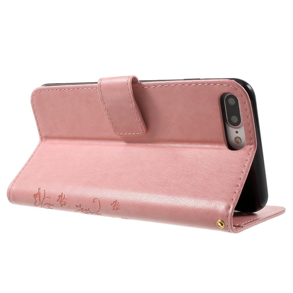 Custodia in pelle a farfalle per iPhone 7 Plus/8 Plus, rosa