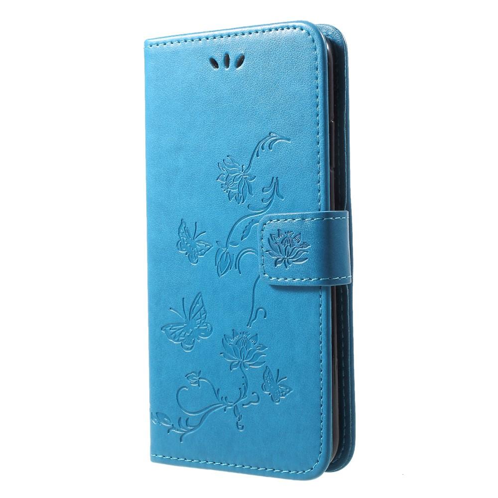 Custodia in pelle a farfalle per Apple iPhone Xr, Blu