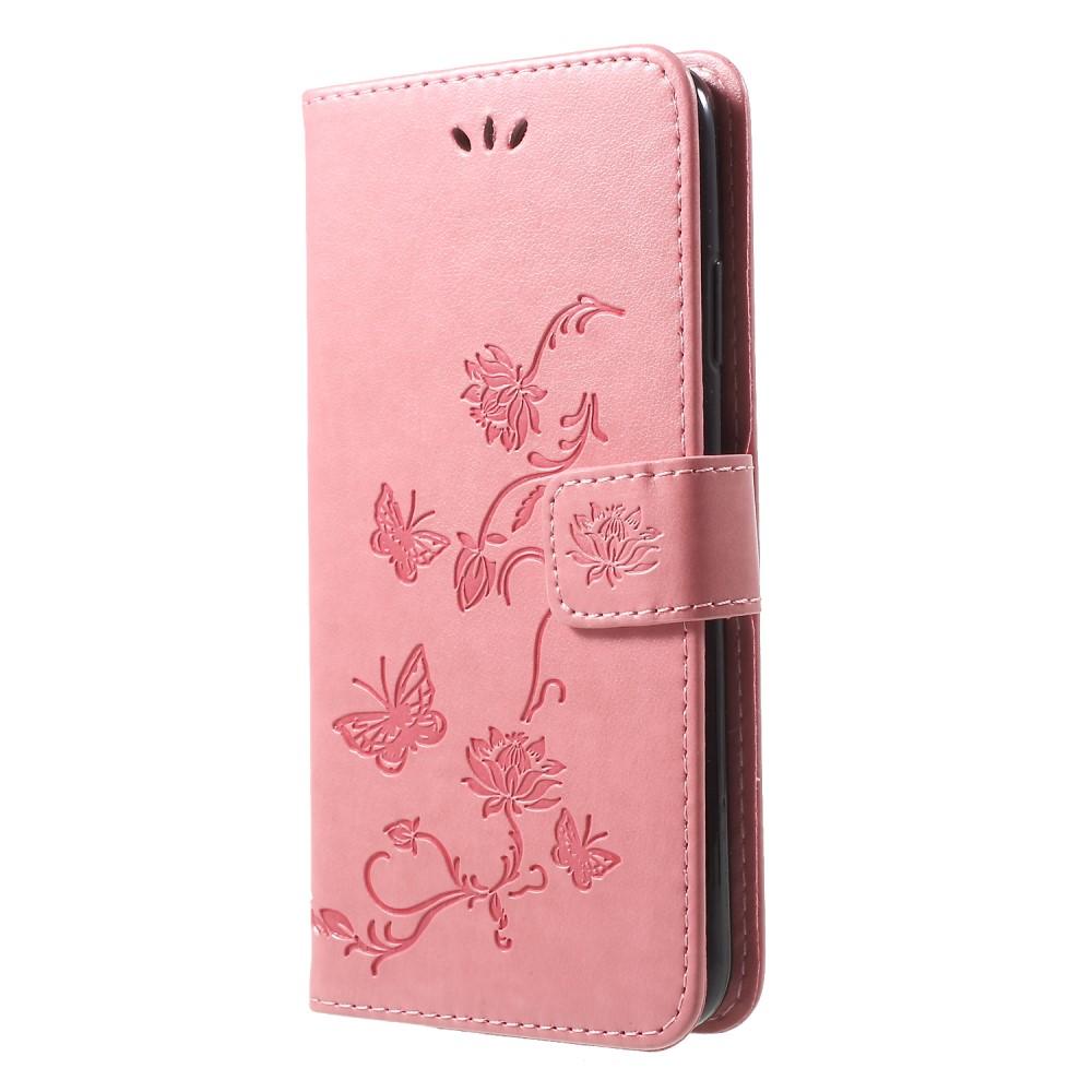 Custodia in pelle a farfalle per iPhone Xr, rosa