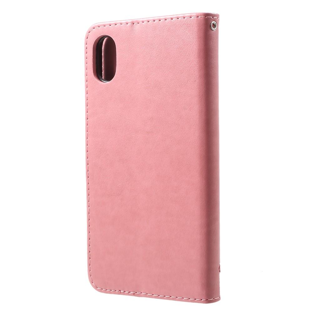 Custodia in pelle a farfalle per iPhone Xr, rosa