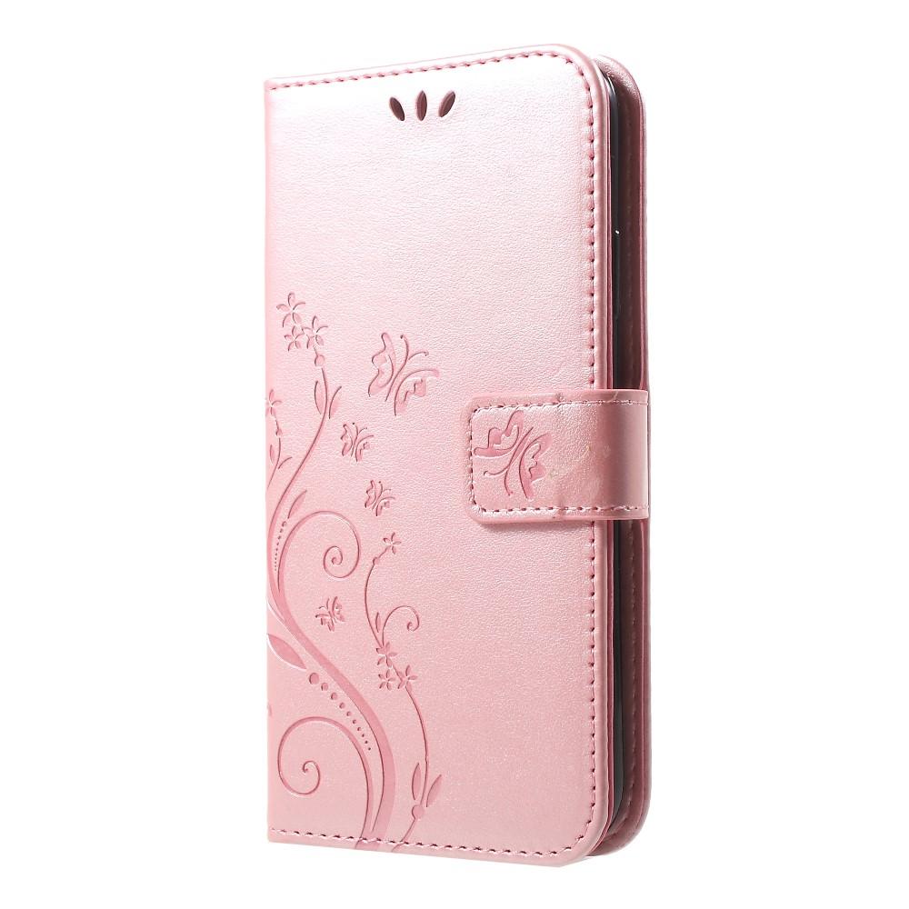 Custodia in pelle a farfalle per iPhone Xr, rosa